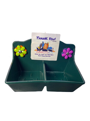 Small Green Toy Part and Foot Toy Bucket | Small and Medium Parrot (hardware included to attach inside or outside of your birds enclosure)