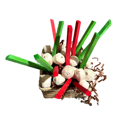 Festive Poutine Basswood Footie Grabbers and Foraging Basket by Feathered Addictions