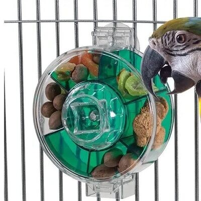 Foraging Wheel Gen II (10" x 8") clear & green acrylic great for the Large Birds