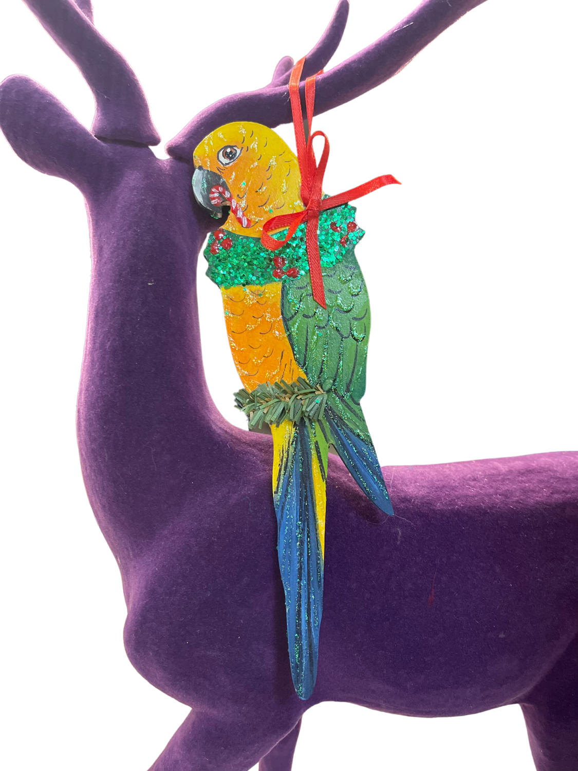 Jenday Conure - Handmade and Painted Glitter Ornaments!