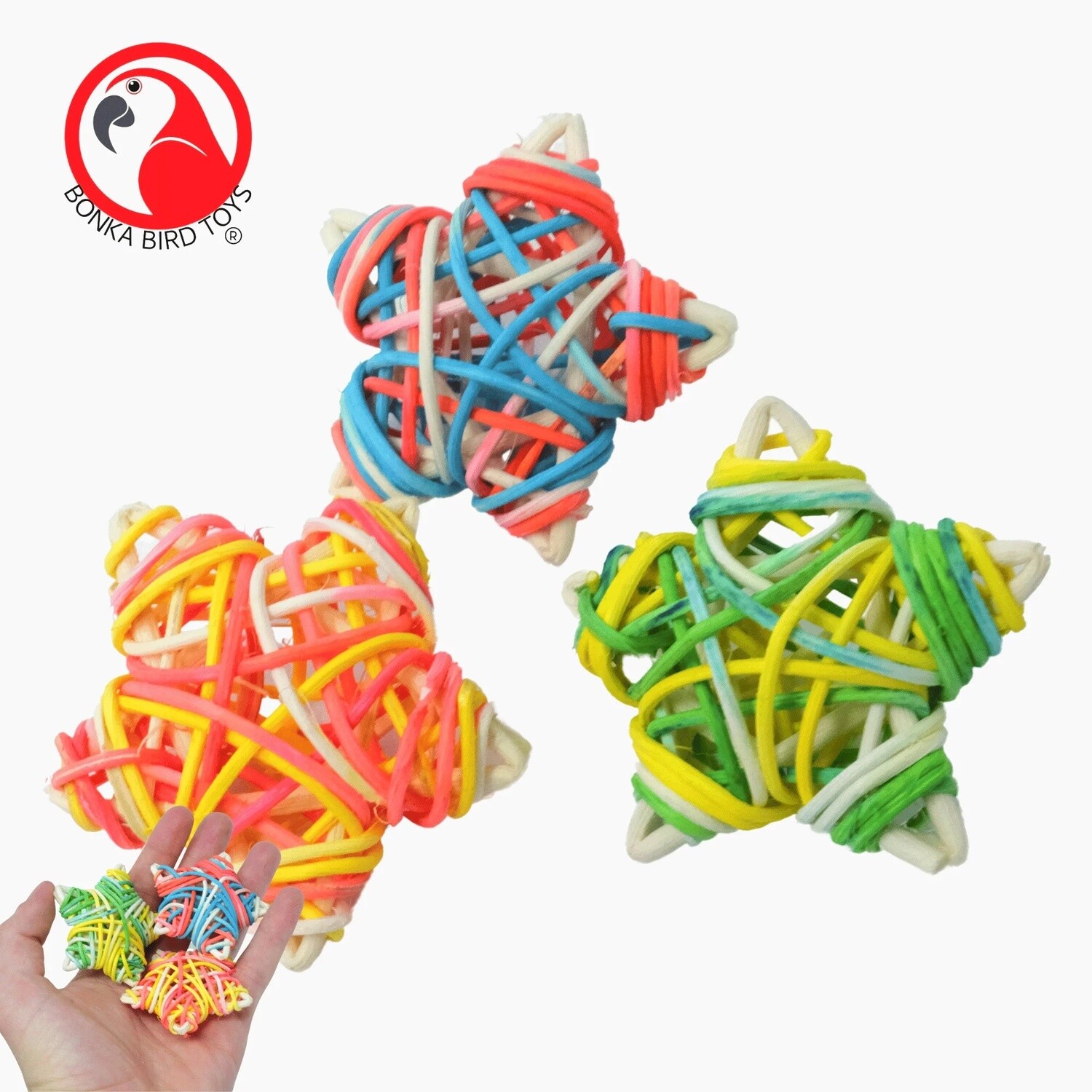 Multi-Color Puff Vine Stars - 3 Pack by Bonka Bird Toys