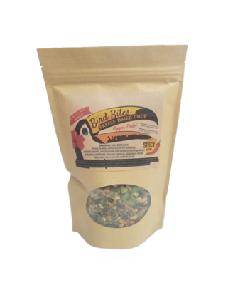 BULK Bag Bird Bites Freeze Dried Chop Pepper Fiesta - 1/2 Pound of epic freeze dried chop. May be served dry or spritzed with water for a delicious, fresh serve. BULK Bag Bird Bites Freeze Dried Chop Pepper Fiesta - 1/2 Pound of epic freeze dried chop. May be served dry or spritzed with water for a delicious, fresh serve.