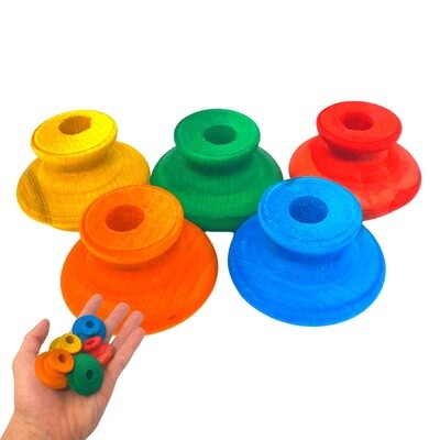 5 Pack Colorful Wooden Knobs by Bonka Bird Toys