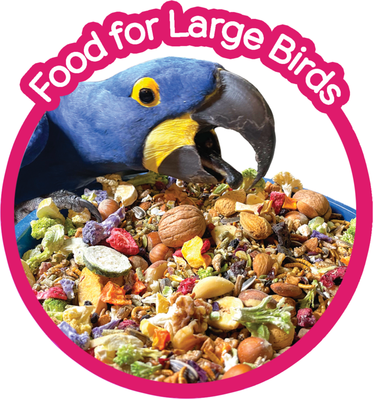 Food for Large Birds (Feeding System = Dry Blend + Fresh Recipe + Supplements)