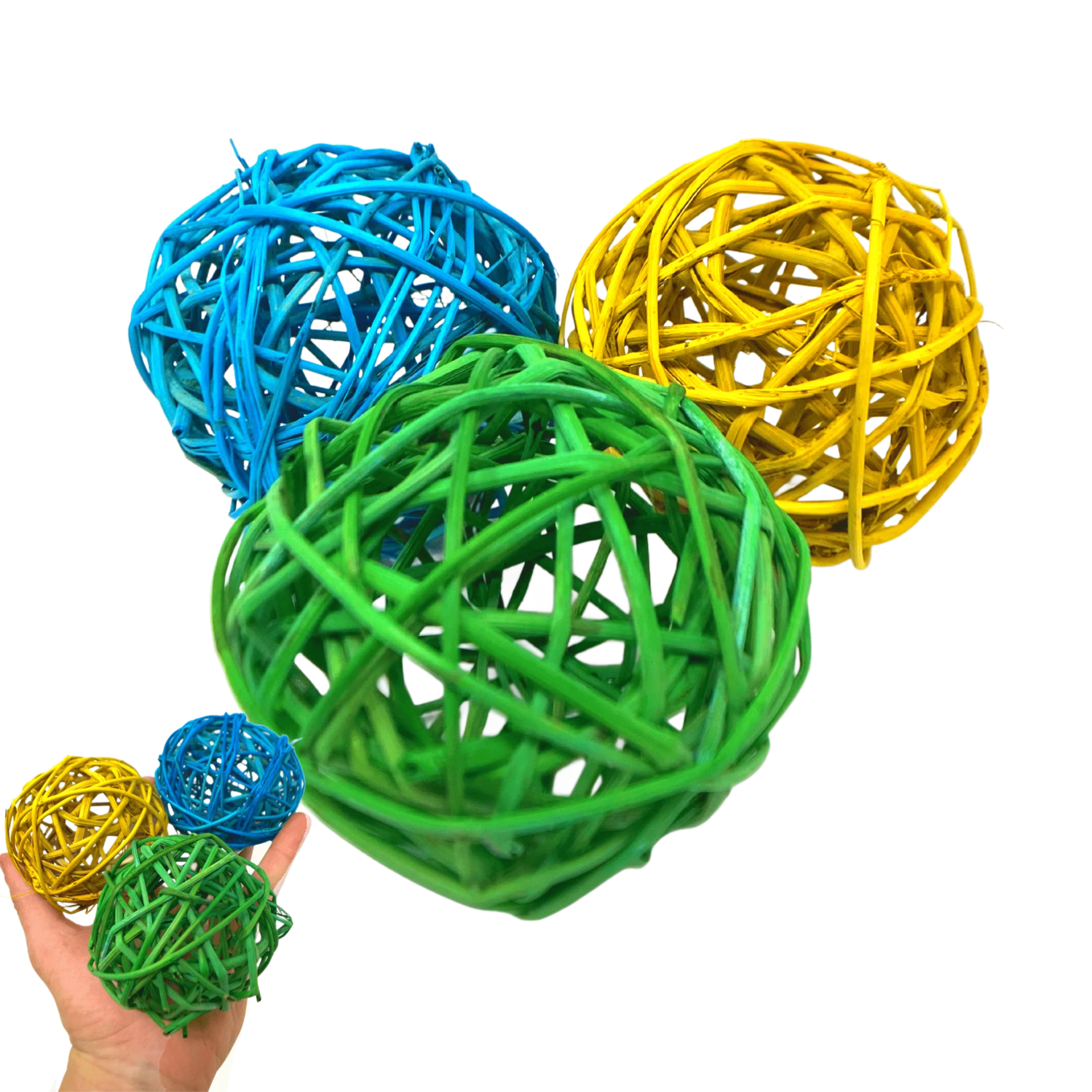 3 Pack Large 3" Vine Ball Foot Toy - By Bonka Bird Toys