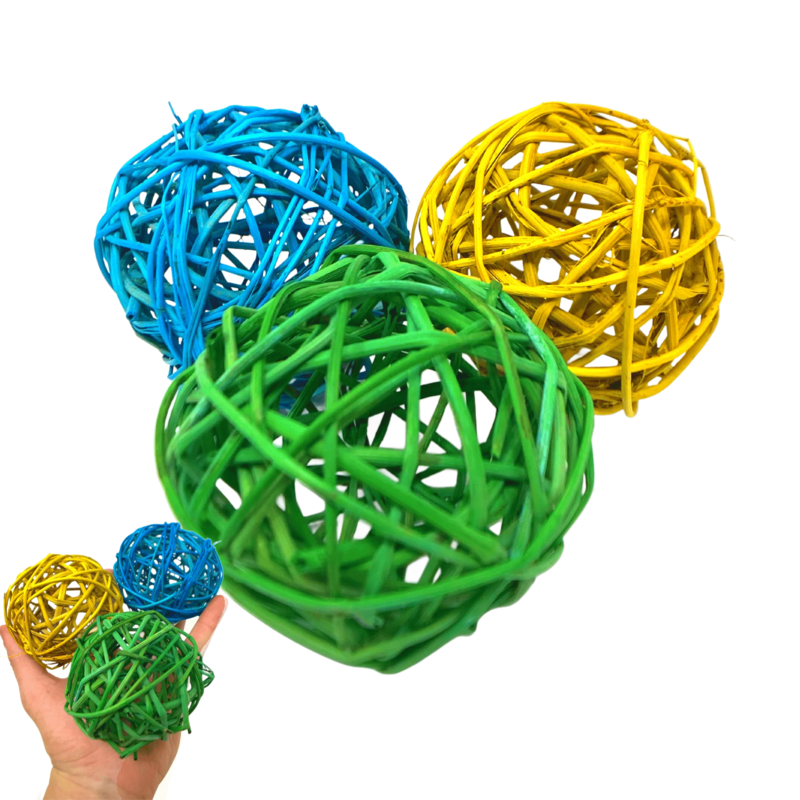 3 Pack Large 3" Vine Ball Foot Toy - By Bonka Bird Toys