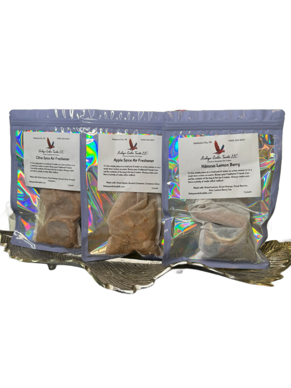 3 Pack Assortment Bird Safe Natural Air Fresheners - Simply Steep in Boiling Water to fill the air! Can be stored in the fridge and reused for several days.
