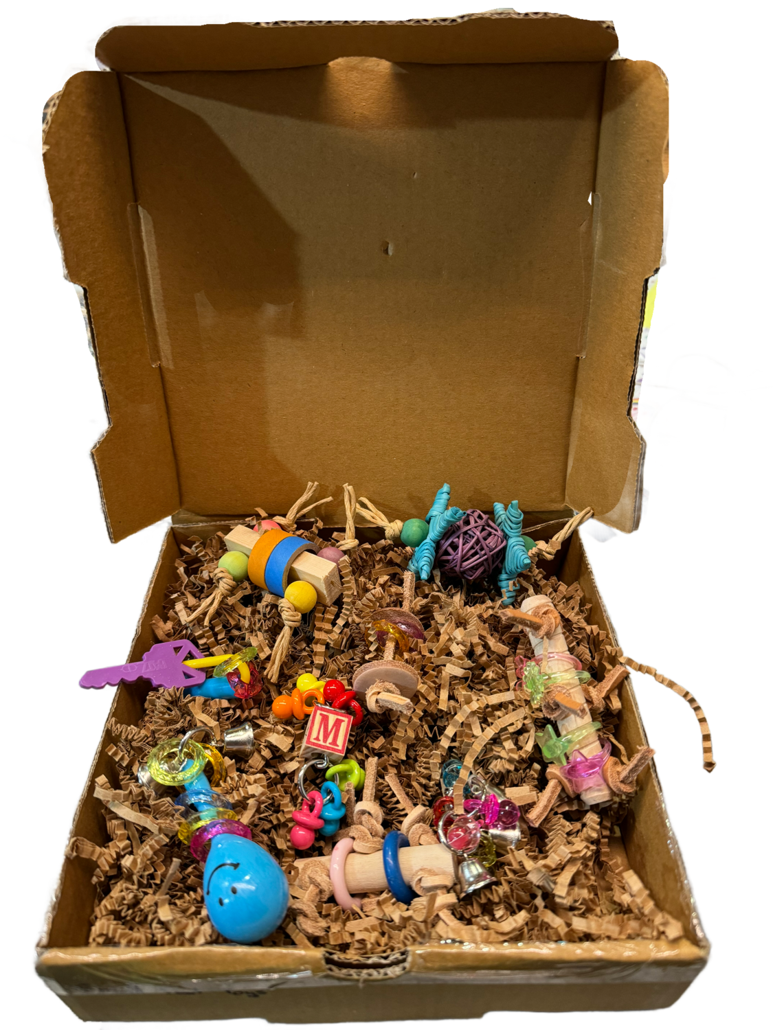 9 Pack Foot Toy Pizza Party Box for Small Birds - by Feathered Addictions