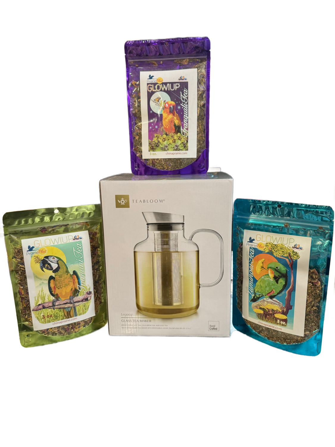 Extra Large Teabloom Multi-brew Glass Teapot + Kettle + Pitcher (85 oz - 1.5 Liter) PLUS Avian Tea Bundle