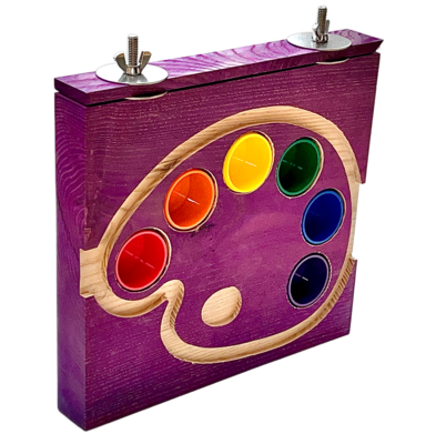 Purple Parrot Palette Patio Cage Mount with Removable PVC Cups hand made in USA by Bite Me Birdie