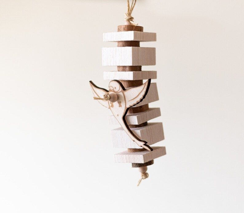 Take Flight -  Natural parrot toy with balsa and sola wood toy by Little Dinos Natural Bird Toys