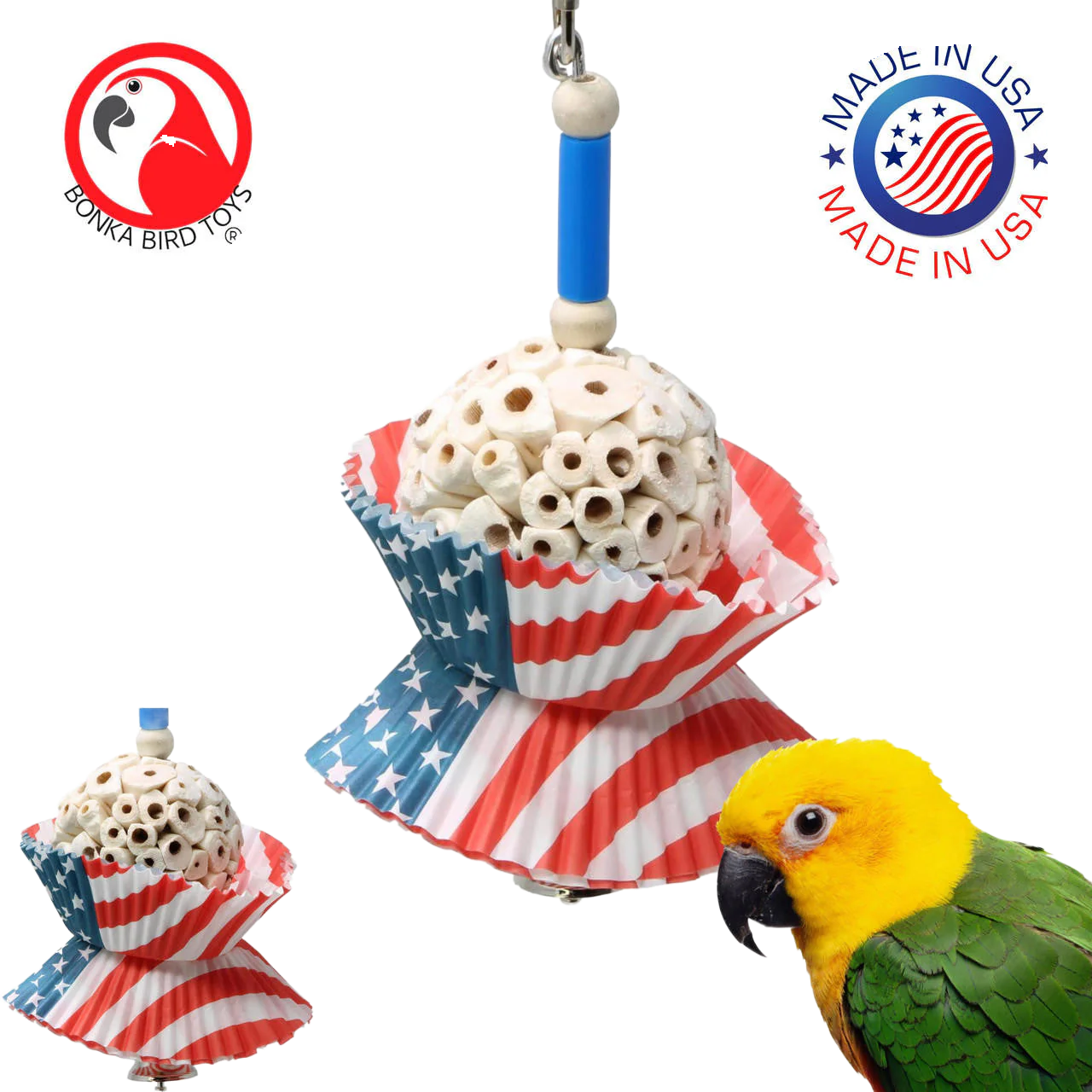 Patriotic USA Cake for Small Birds by Bonka Bird Toys