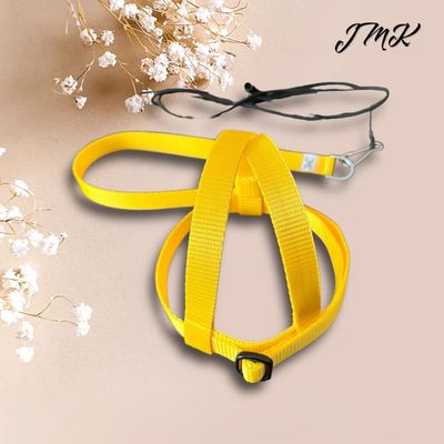 JMK Harness and Leash - Color Yellow - Size Medium: 425-600 grams: Eclectus, Med. Macaws (Severee, Red Fronted), Lg Amazons (Double Yellow, Yellow Nape), Umbrella, Congo Grey