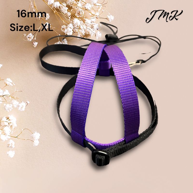 JMK Harness and Leash - Purple with Black, Size X-Large: 1100+ grams: Lg Moluccan, Green Winged Macaw, Hyacinth, Buffons