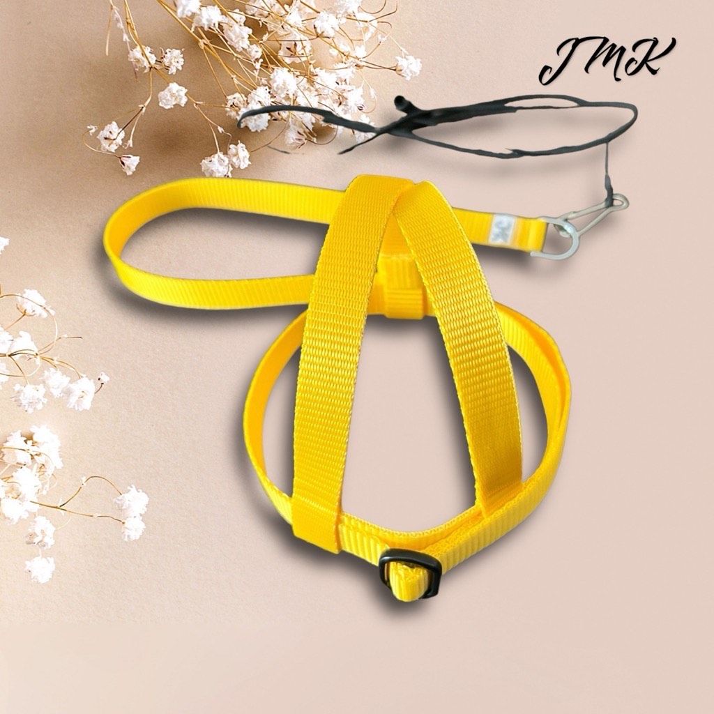 JMK Harness and Leash - Color Yellow, Size Large: 600-1100 grams: Lg Macaws, Triton, Sm. Moluccan, Black Palm, etc