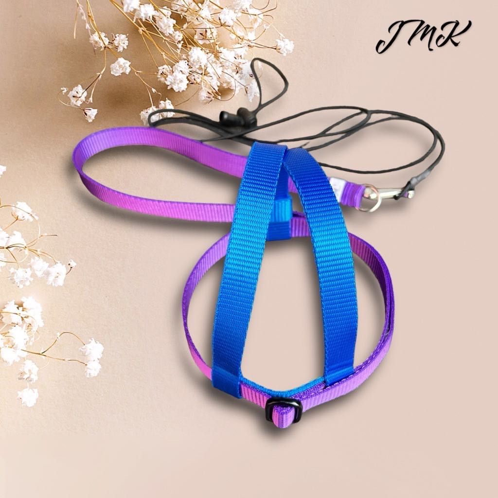 JMK Harness and Leash - Dark Blue and Purple, Size X-Large: 1100+ grams: Lg Moluccan, Green Winged Macaw, Hyacinth, Buffons