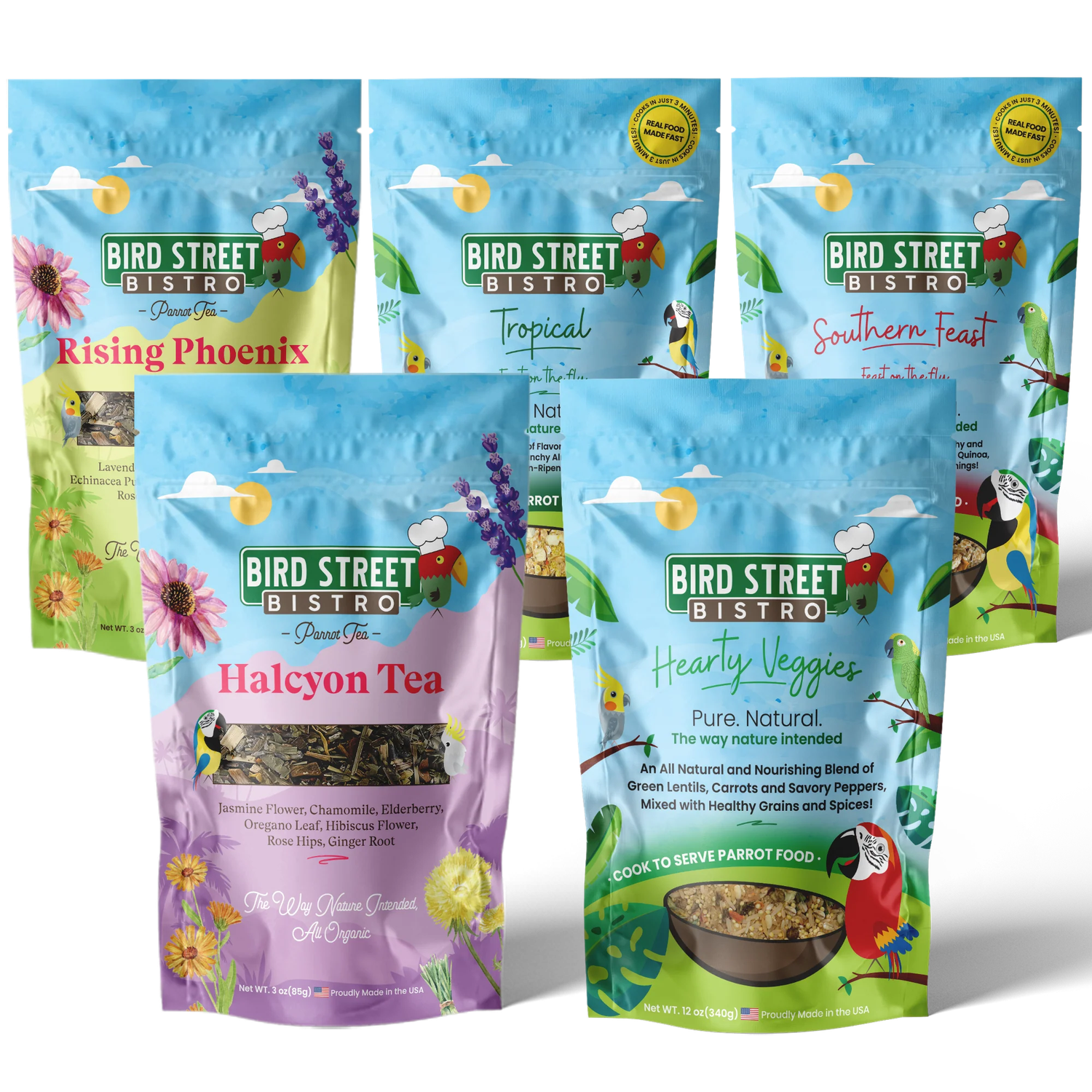 Bird Street Bistro - Parrot Food &amp; Tea Starter Pack