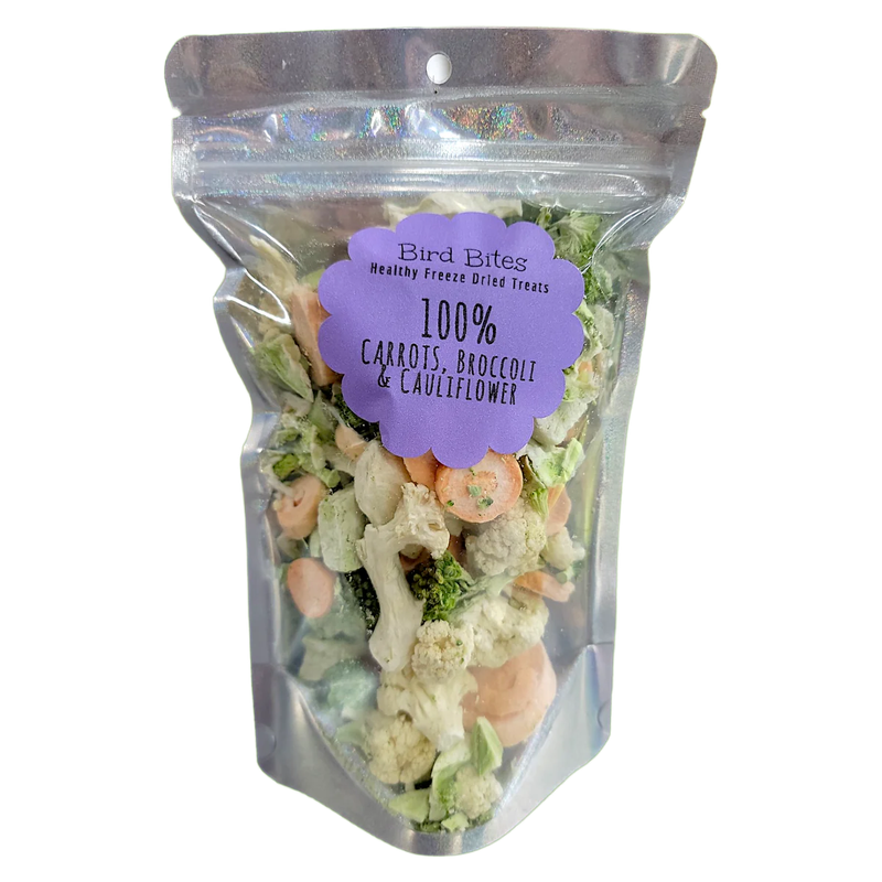 100% Freeze Dried Carrots, Broccoli and Cauliflower by Bird Bites Generous 1.5 Cup Size