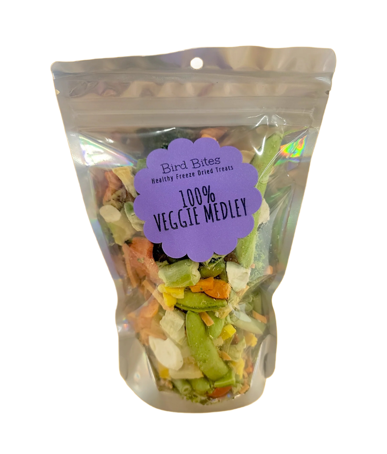 100% Freeze Dried Veggie Medley - Green Snap Peas, Carrots, Bell Peppers, Cauliflower, Squash, Zucchini, Green Beans, Water Chestnuts and Peas by Bird Bites Generous 1.5 Cup