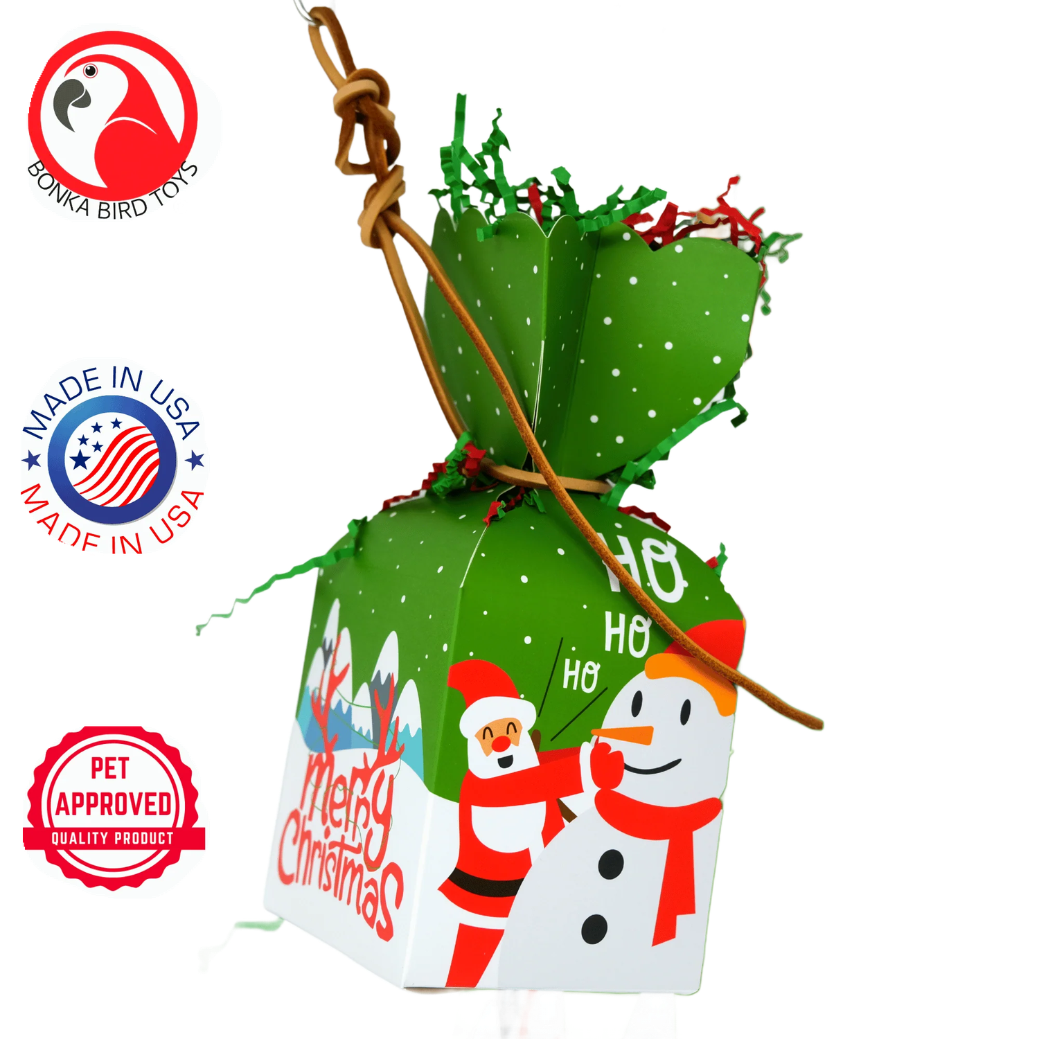 Green Christmas Foraging Box Bird Toy by Bonka Bird Toys