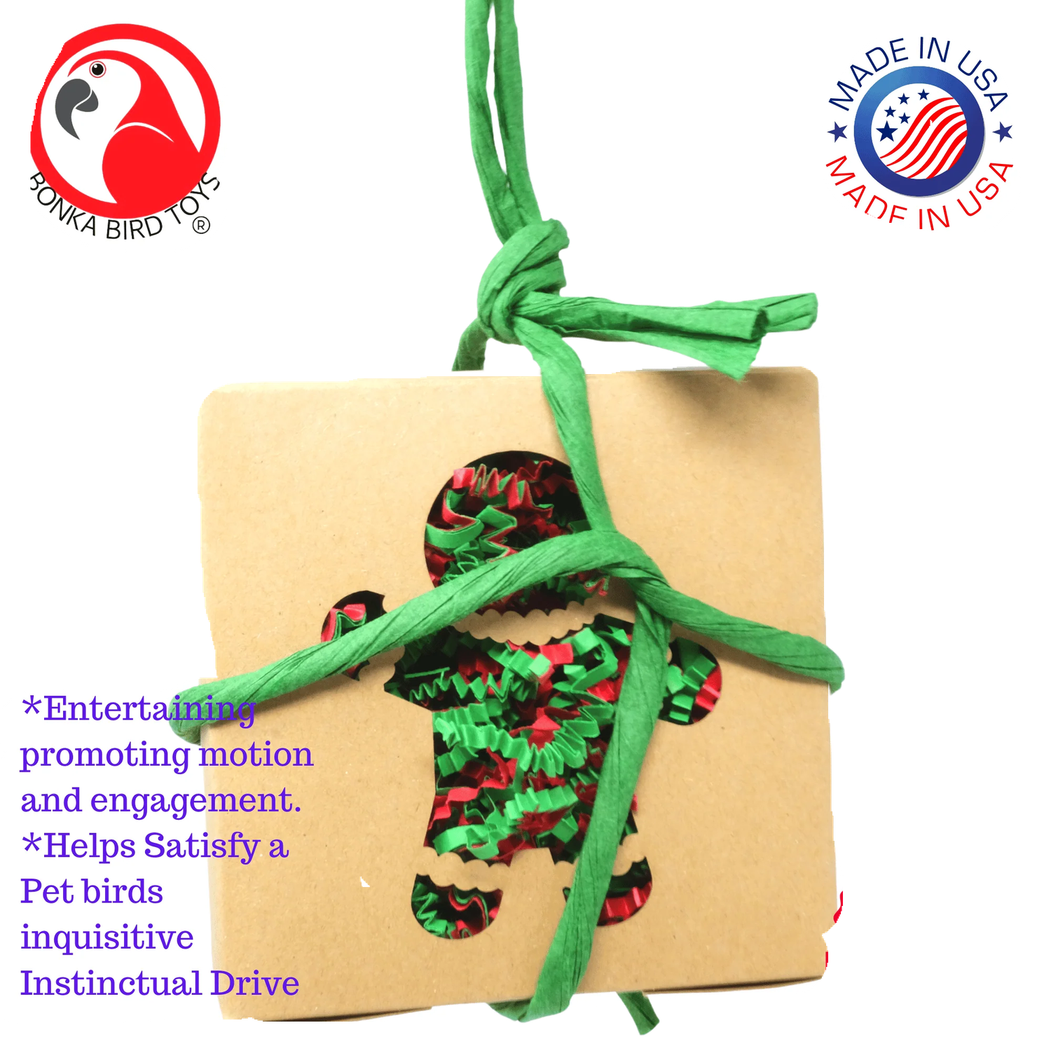 Natural Christmas Foraging Box Bird Toy by Bonka Bird Toys