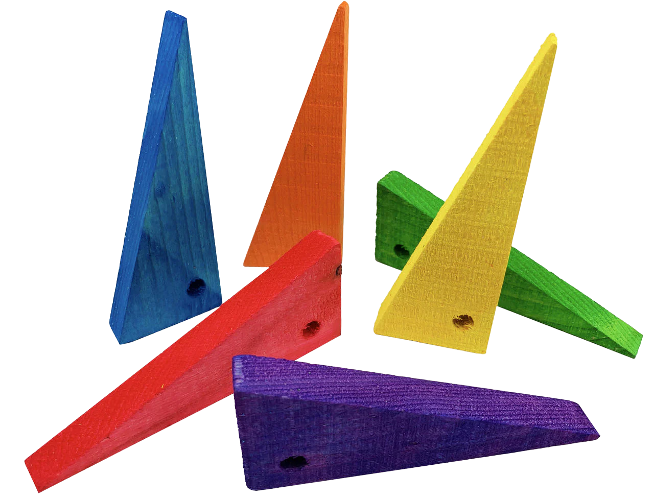 6 Pack Large Wooden Triangle Foot Toys by Bonka Bird Toys
