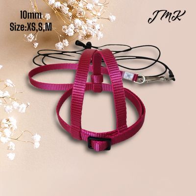JMK Harness and Leash - Dark Pink, Size Medium: 425-600 grams: Eclectus, Med. Macaws (Severe, Red Fronted), Lg Amazons (Double Yellow, Yellow Nape), Umbrella, Congo Grey