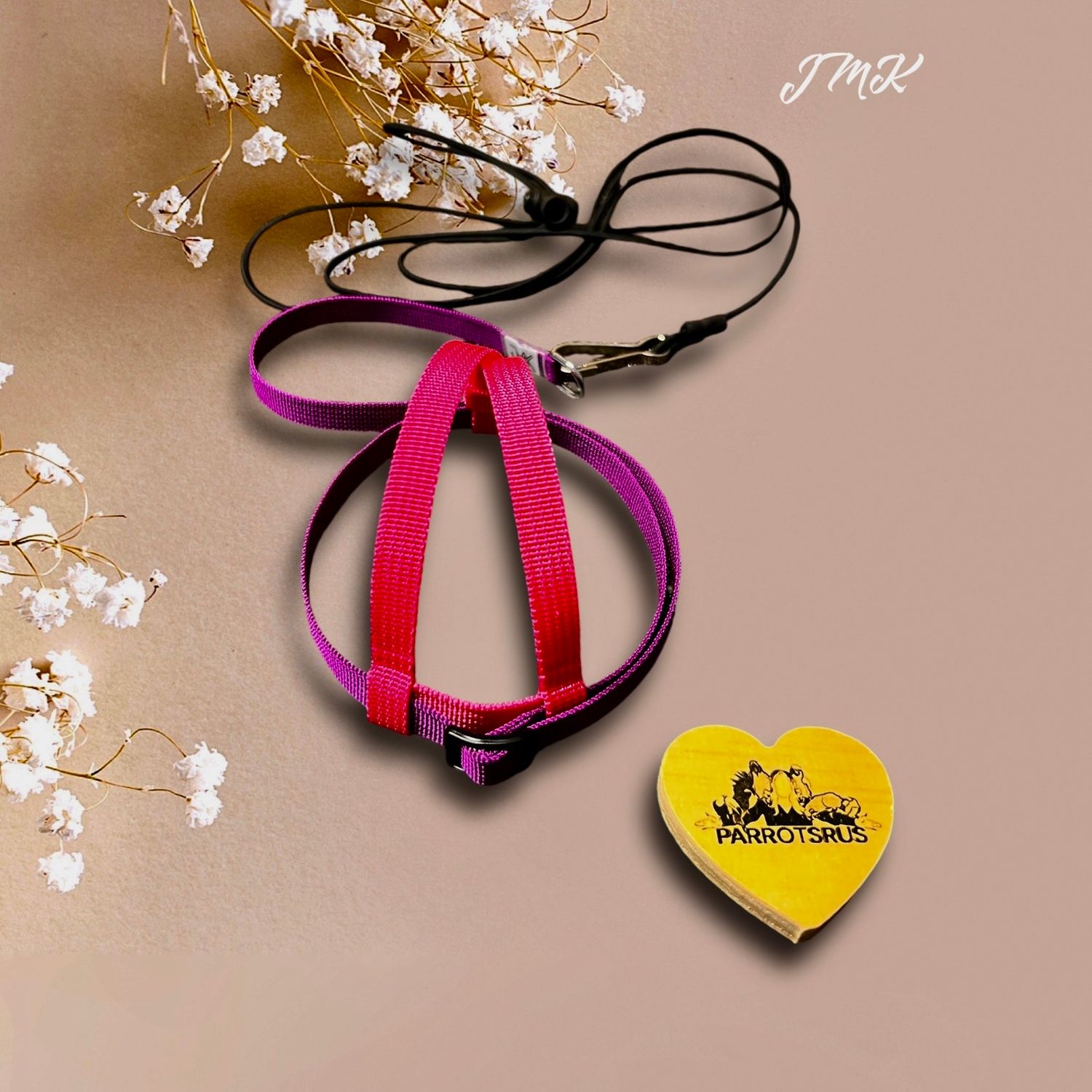 JMK Harness and Leash - Pink and Purple, Size Small: 190-425 grams Timneh Grey, Pionus, Galah, Yellow Nape Amazon