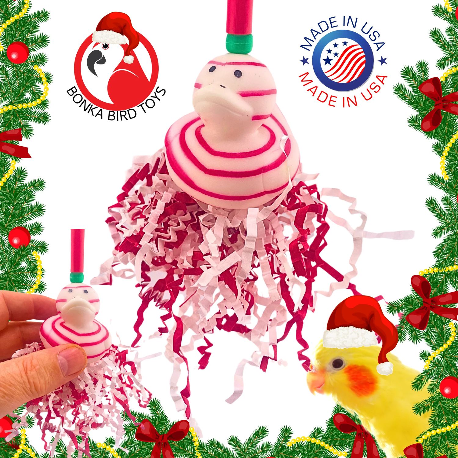 Christmas Candy Cane Duck by Bonka Bird Toys