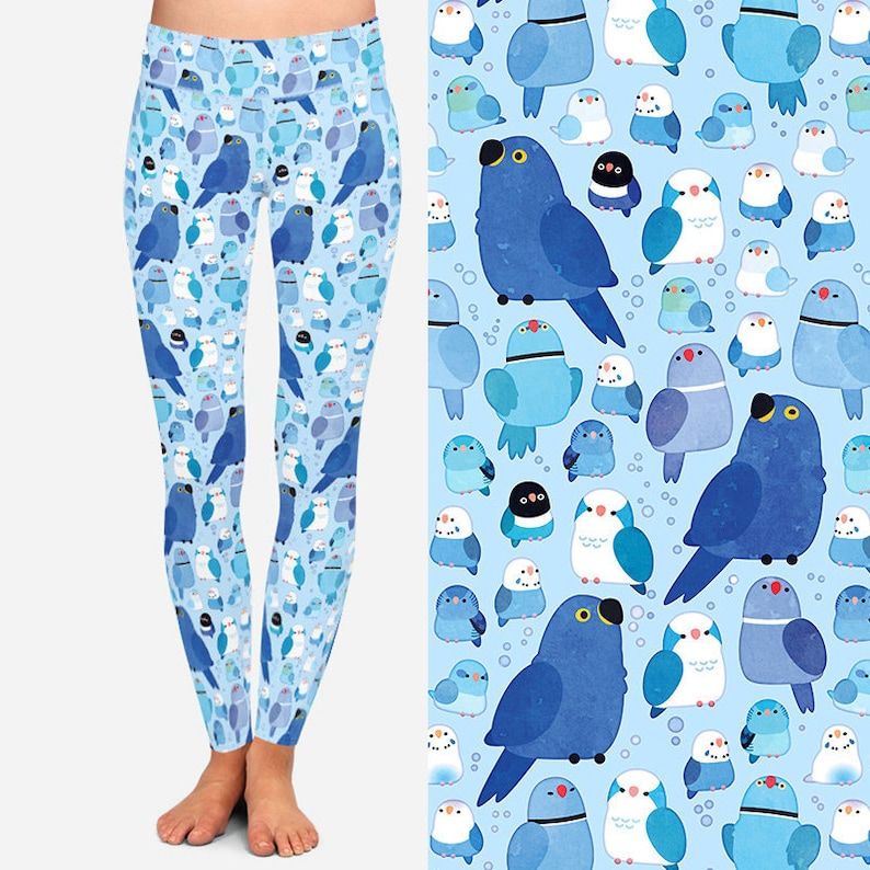 Blue Birds Leggings - Size 2XL-4XL Waist, US size 20+