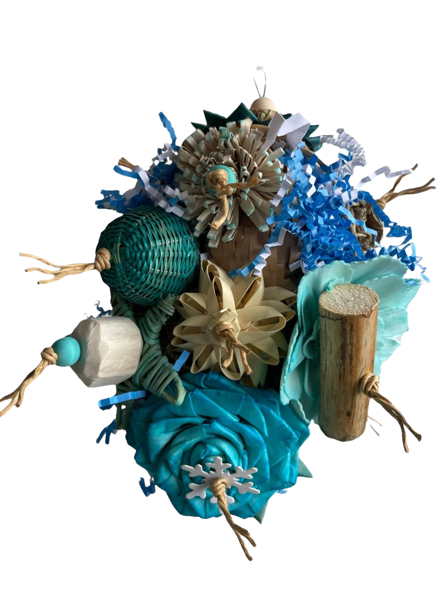 Beautiful Blue Flowers Basket Tear Up by Feathered Addictions