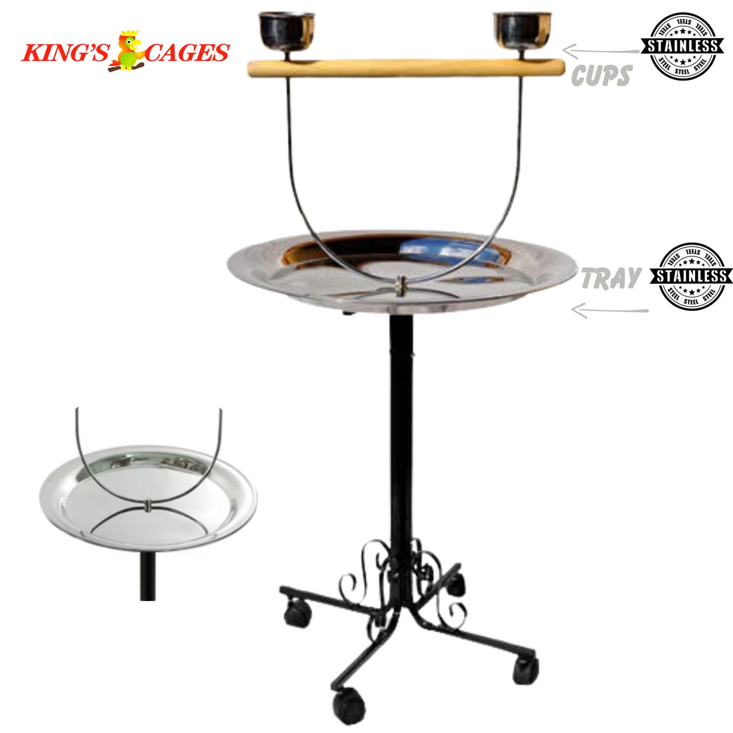 Metal Play Stand 51&quot; x 28&quot; x 28&quot; by Kings Cages