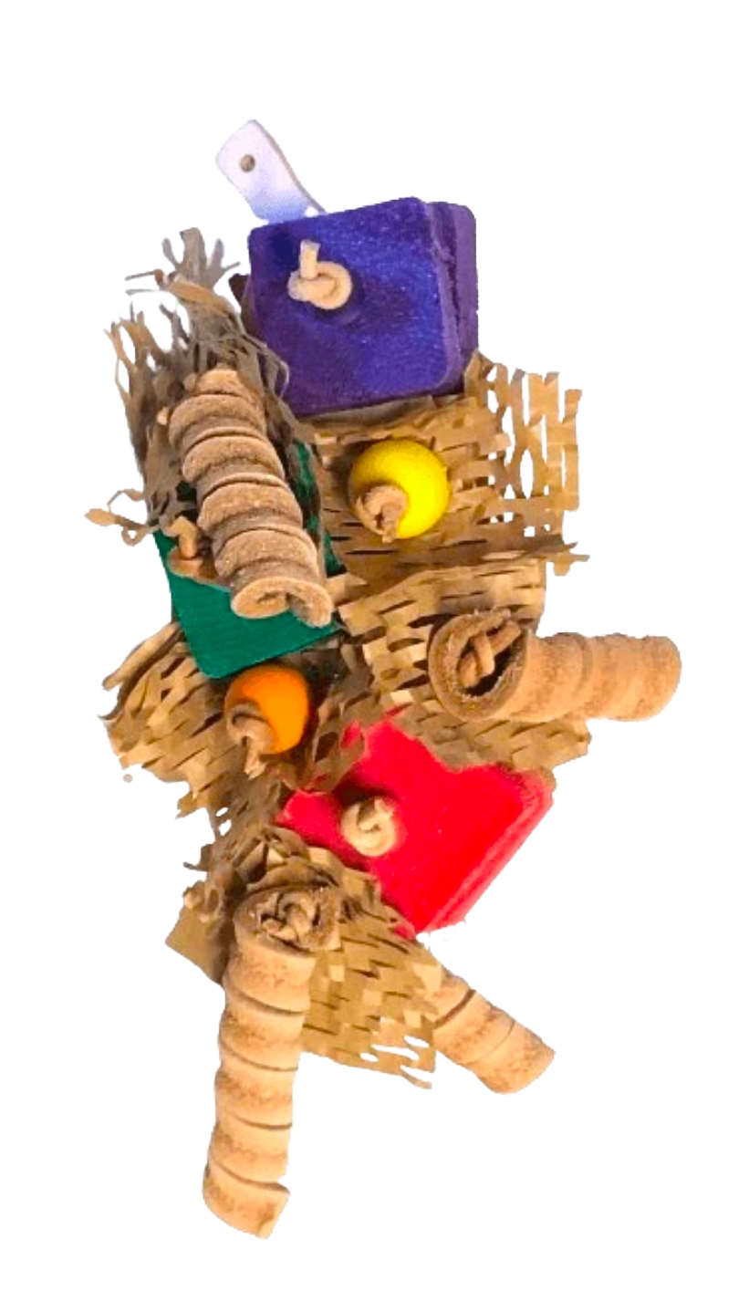 Feather Leather Wood Bird Toy by PDS Parrot Toys