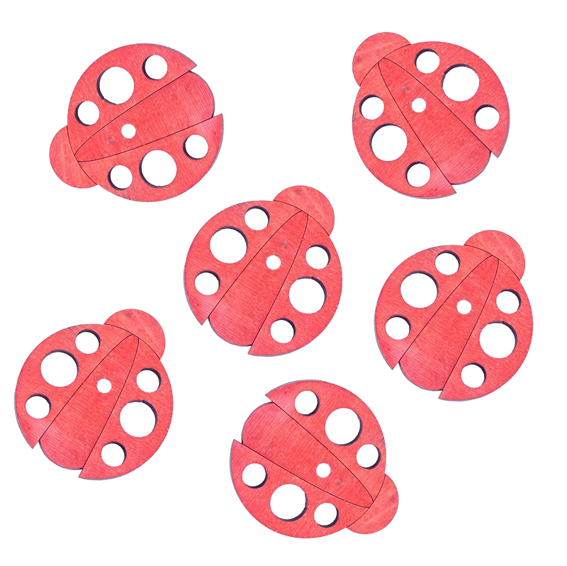 Colorful Pine Wood Ladybugs Bird Toy Parts Set of 6 by The Best Bird Toys