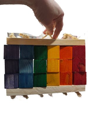 Checkerboard Rainbow Wood Toy by PDS Parrot Toys