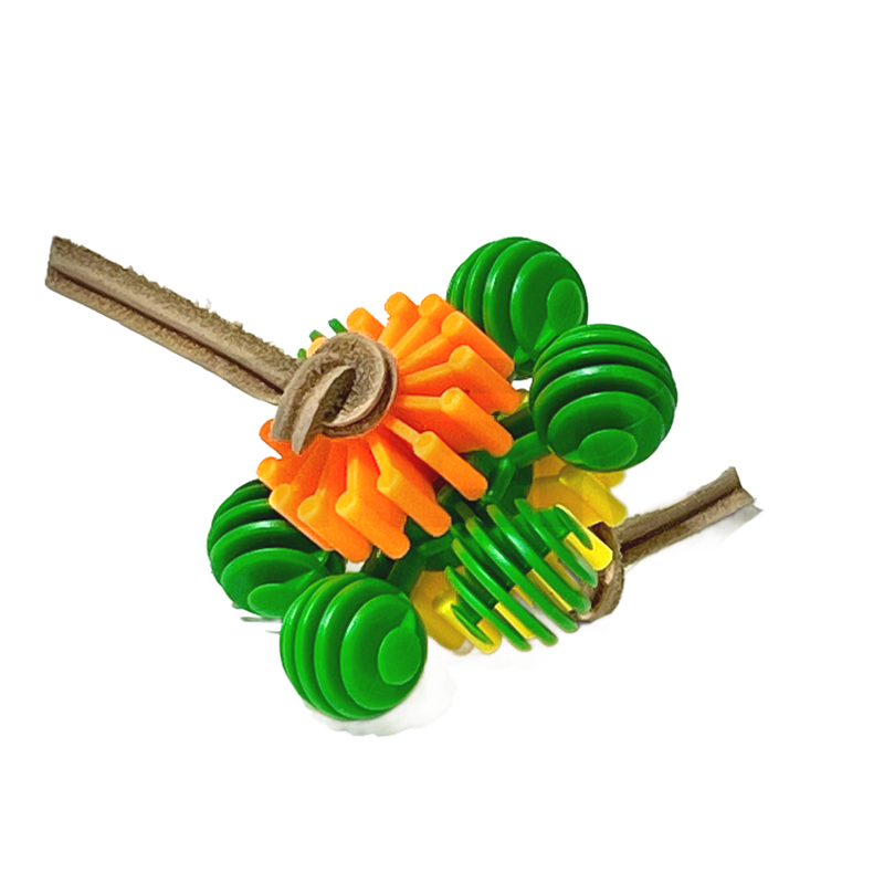 Java Triple Gear and Leather Foot Toy - by Bite Me Birdie