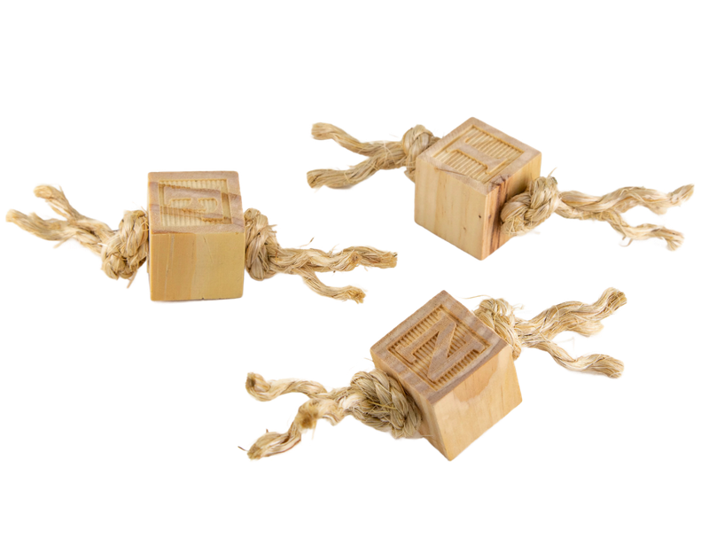 ABC Natural Wood Block Set of 3 Foot Toys by The Best Bird Toys