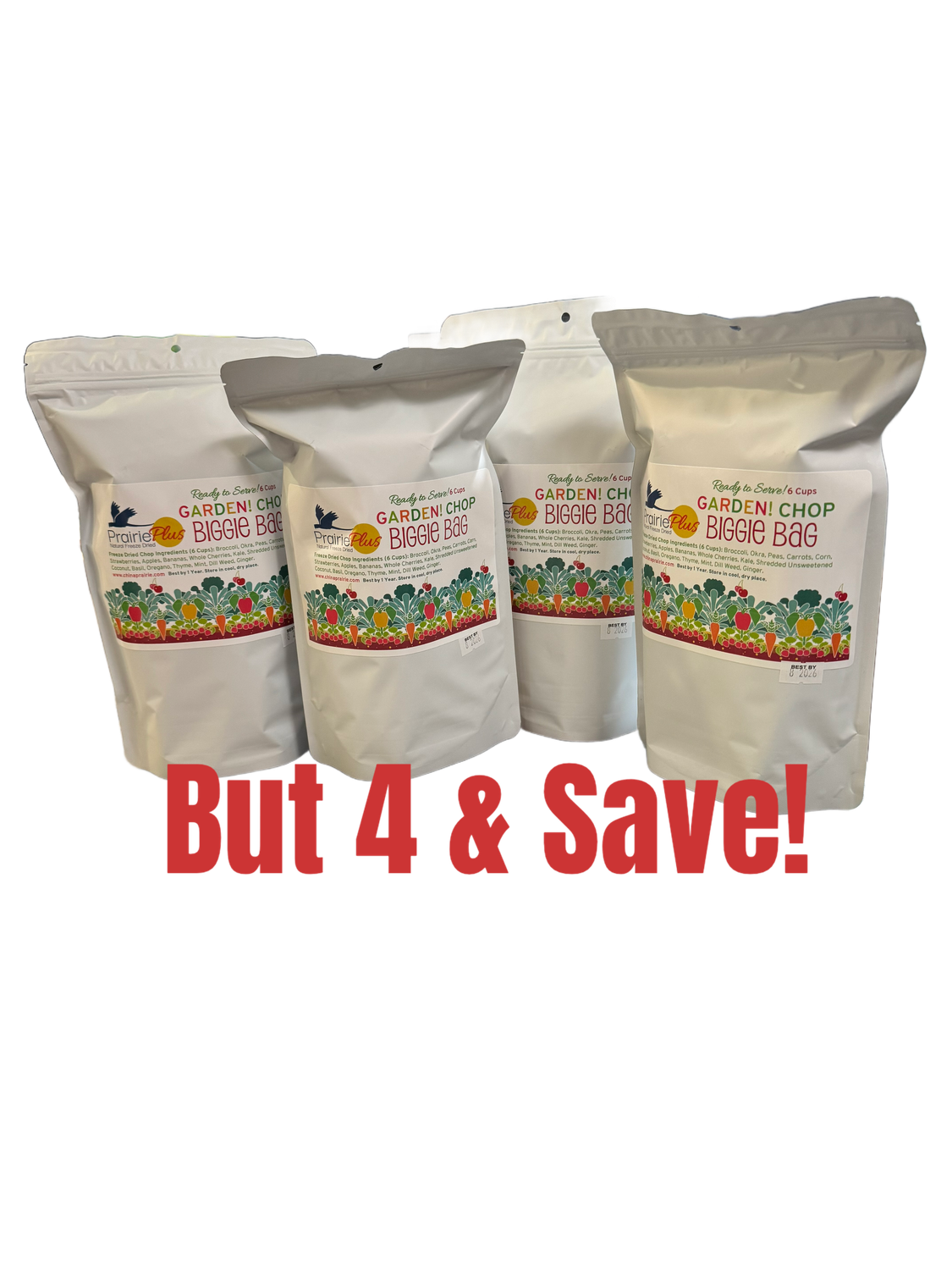 Buy 4 &amp; SAVE! -- BULK Freeze Dried Garden Chop BIGGIE Bag - 6 cups Freeze Dried veggies, herbs and more! by China Prairie
