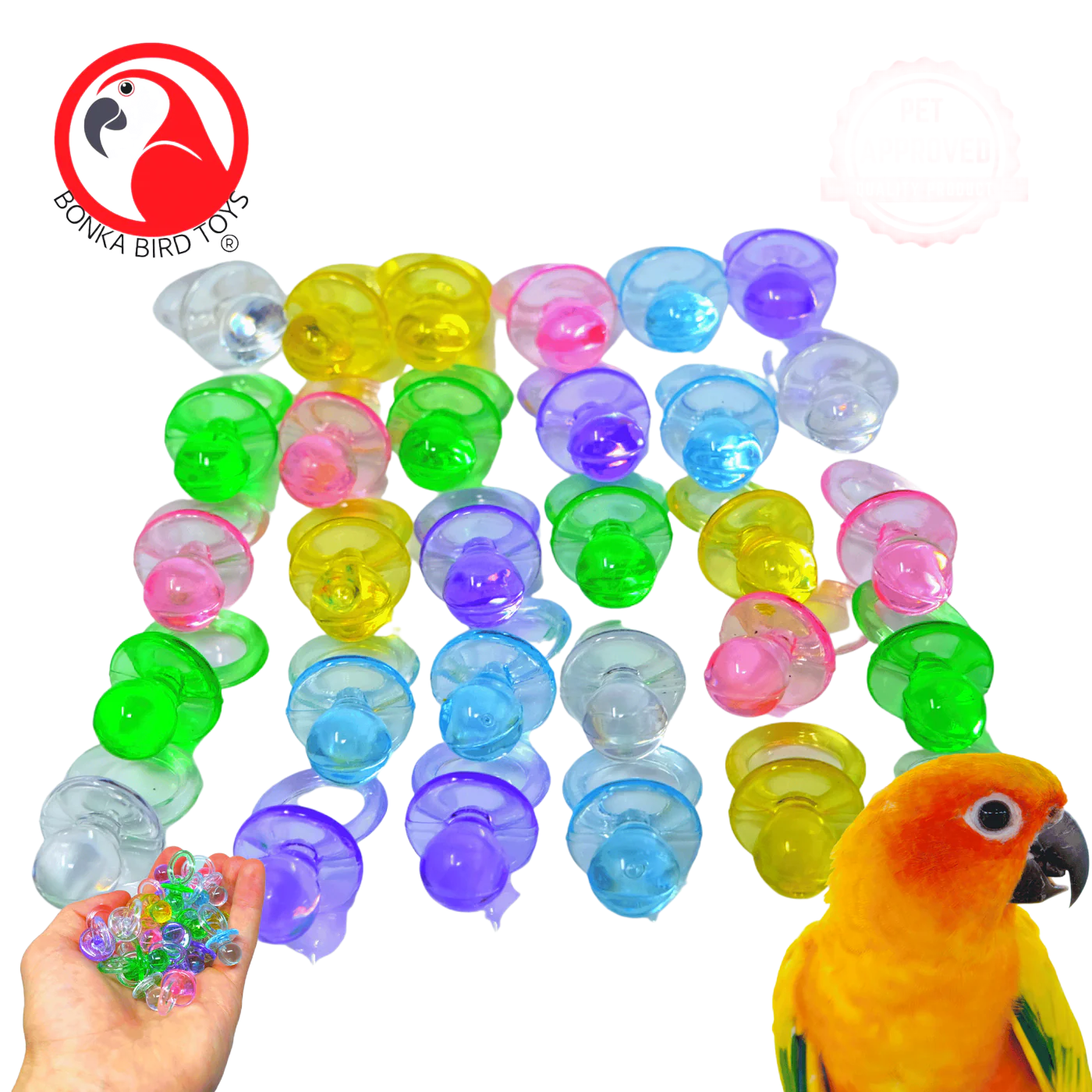 1 Inch Color Pacifiers Foot Toy or Bird Toy Part Pack of 30 by Bonka Bird Toys