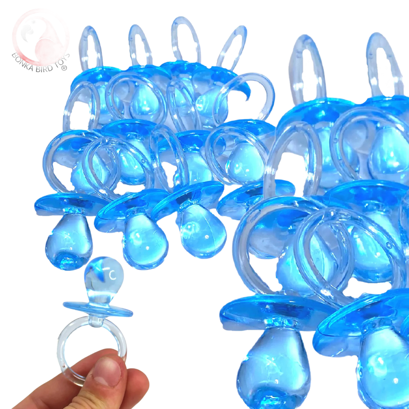 Pack of 12 Large Pacifiers Foot Toy or Bird Toy Color Blue by Bonka Bird Toys