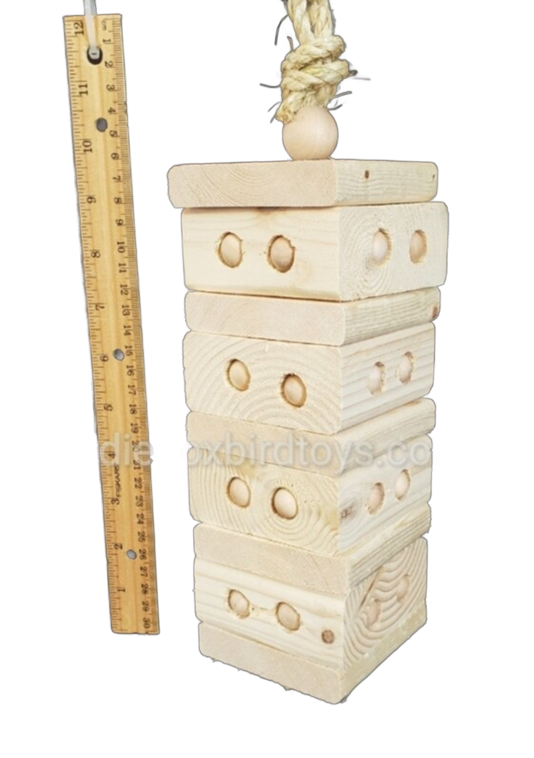 Bead Stack Natural on Sisal Rope by Birdie Box Bird Toys