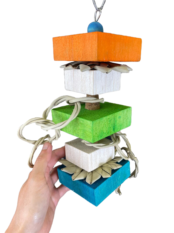 Balsa Tower &amp; Palm Star Toy for Small &amp; Some Medium Birds by Pirate's Beak