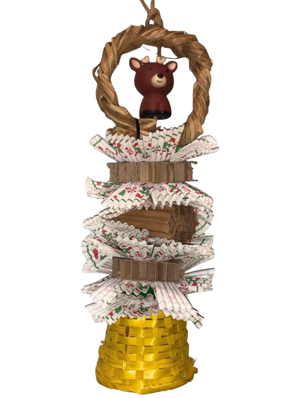 Christmas Reindeer Shreddable hanging toy by PDS Parrot Toys