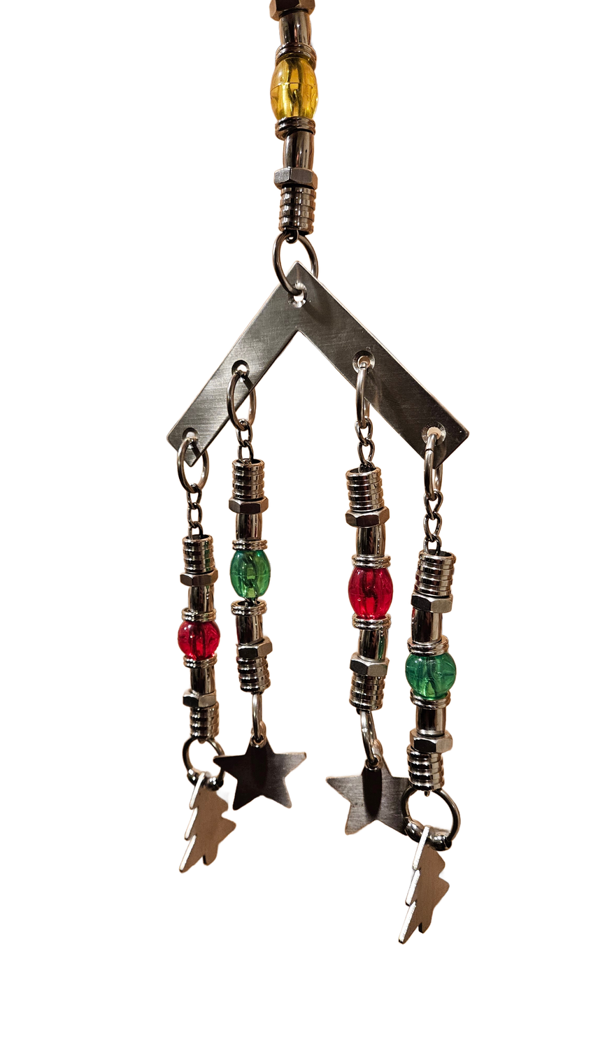 Christmas Tree &amp; Stars Dangling Dodads - Stainless Steel - Hand made in the USA