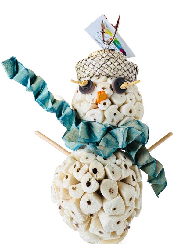 Shivering Sola Snowman with Blue Scarf by Feathered Addictions