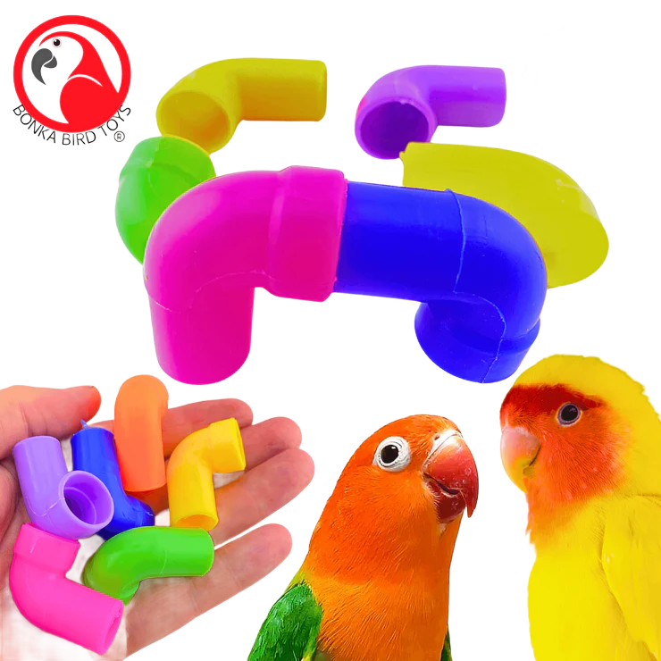 Plastic Pipe Elbow Tubes Pack of 6 by Bonka Bird Toys