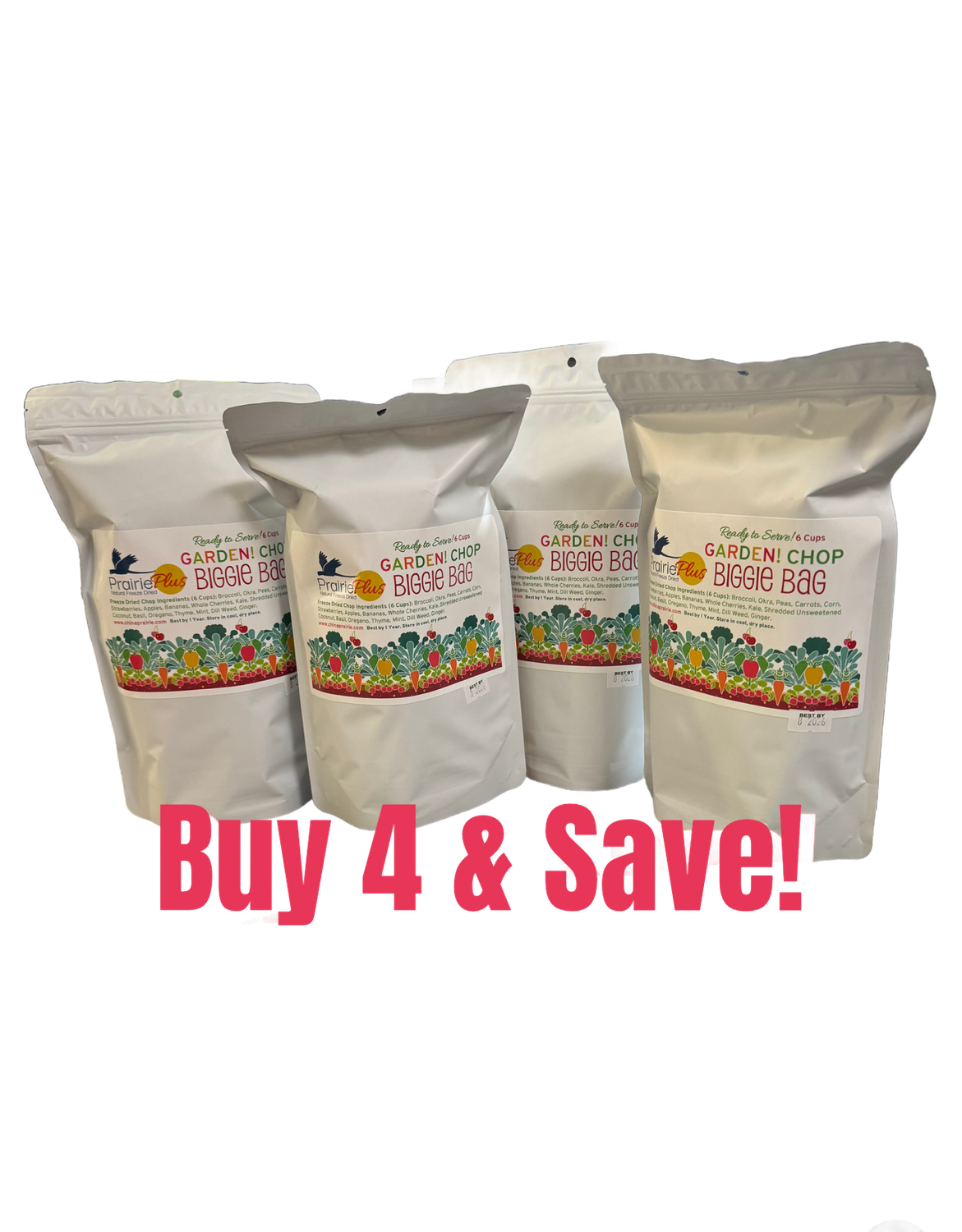 Buy 4 &amp; SAVE! -- BULK Freeze Dried Garden Chop BIGGIE Bag - 6 cups Freeze Dried veggies, herbs and more! by China Prairie