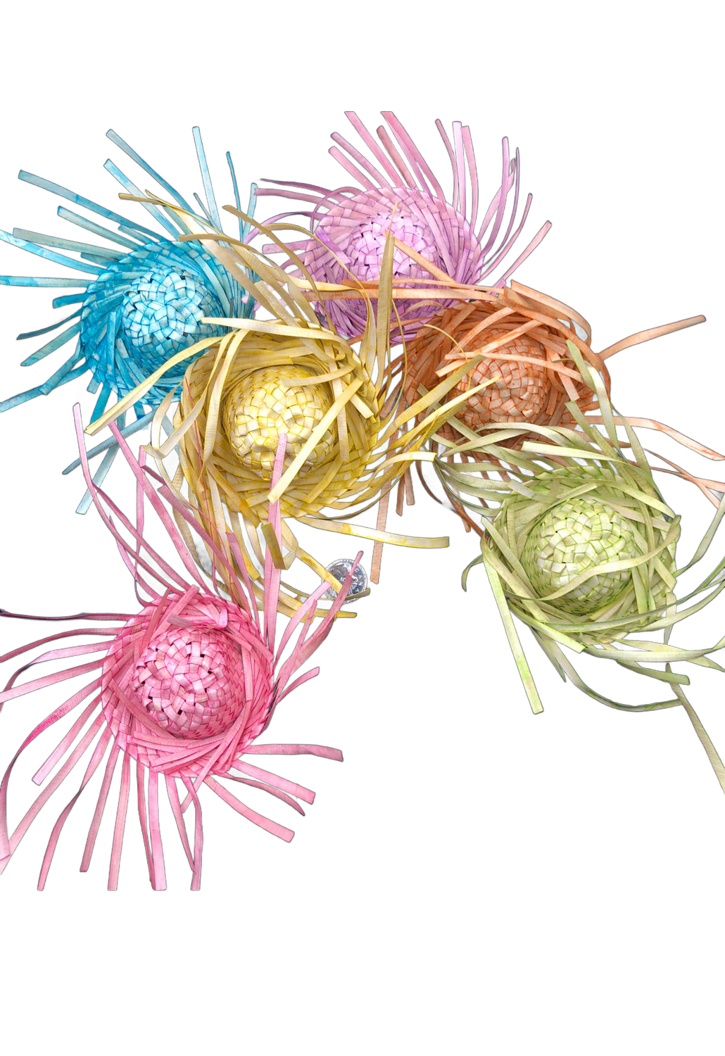 Colored Natural Palm Scarecrow Hat 4 Pack Larger Bird Size by Feathered Addictions