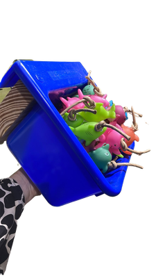 GIANT Royal Blue Foot Toy Bucket | Large Parrot (hardware included to attach inside or outside of your birds enclosure)