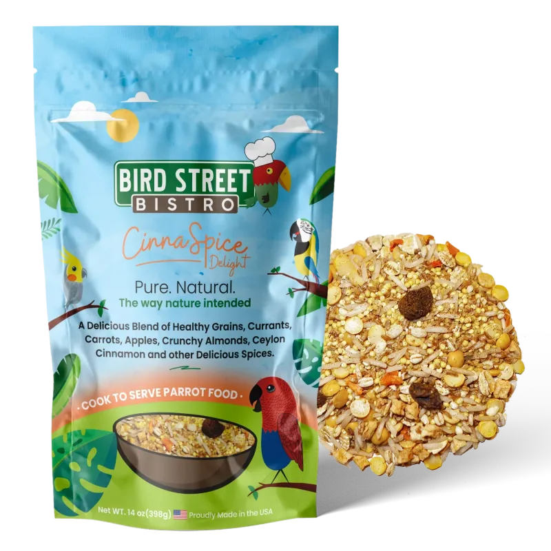 Cinnaspice Delight - Bird Street Bistro - A delicious blend of healthy organic grains, currants, carrots, apples, crunchy almonds, ceylon cinnamon, and other spices. - 14 oz